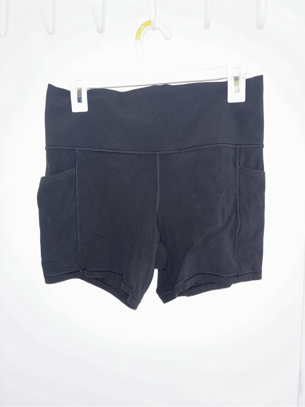 Athleta Black High-Rise Bike Shorts with Side Pockets